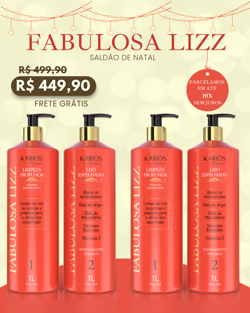 Kit Liso Espelhado Fabulosa em dobro: 2 x Shampoo 1L + 2x Ativo 1L